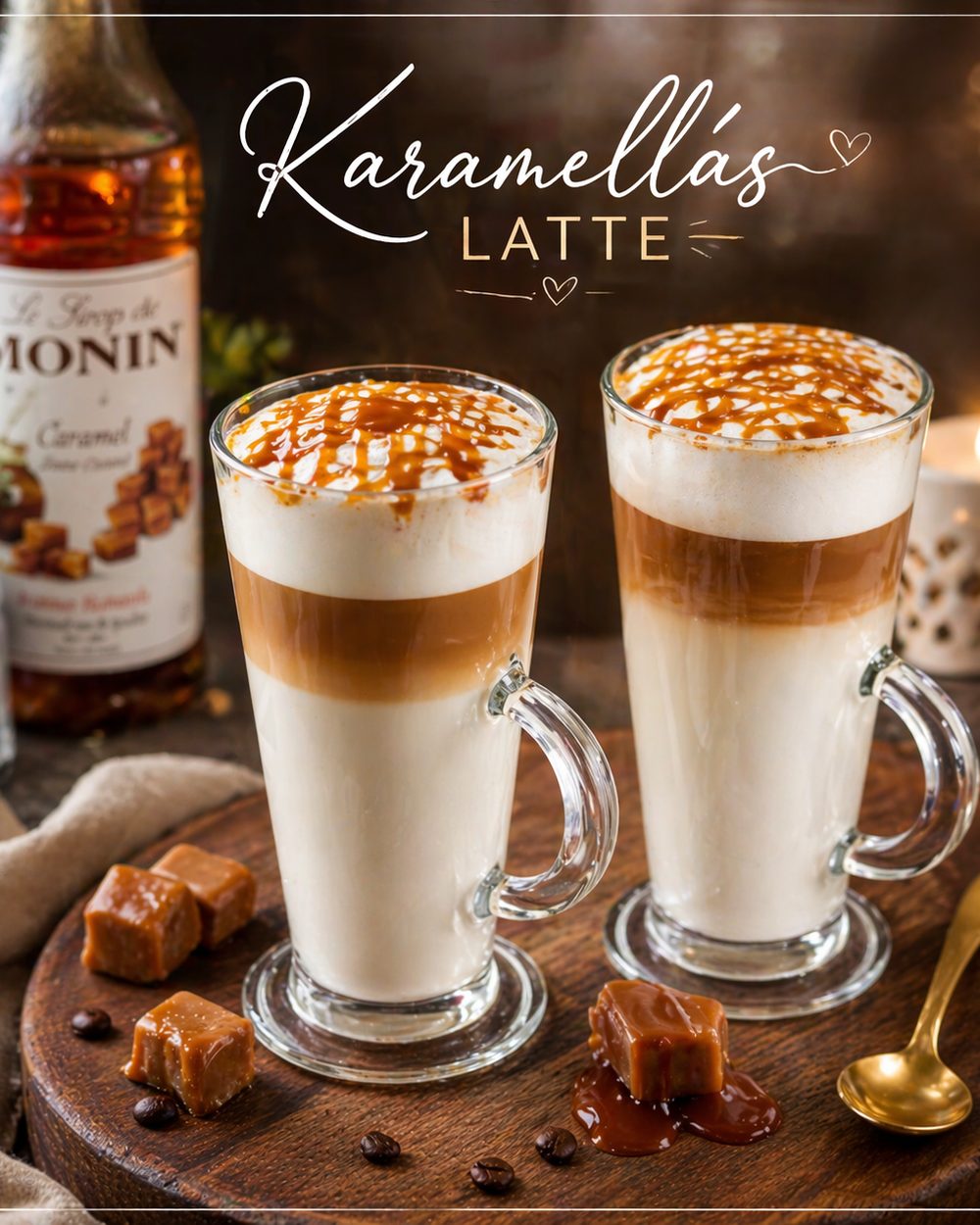 Karamellás latte magas pohárban